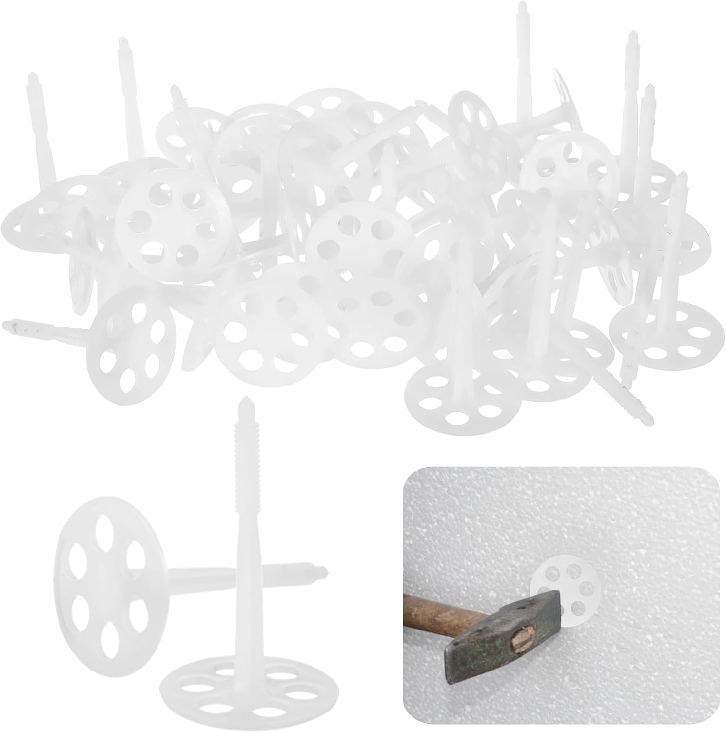 Plastic Insulation Anchors, 100 Pcs 2.4 X 4.1 In Wall Fixing Pins, Expansion Fasteners For Insulation Board Panels, Easy To Install