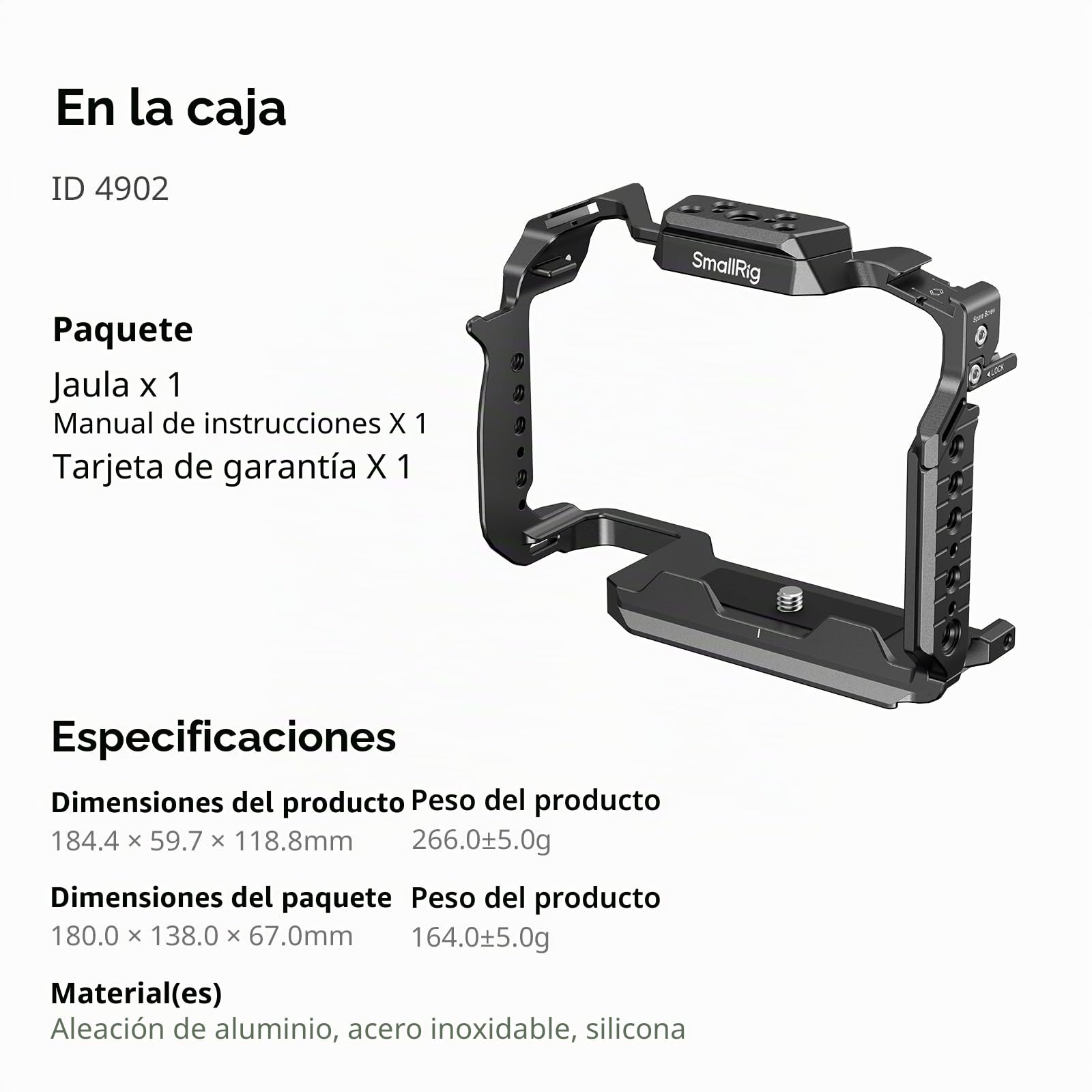 SMALLRIG S1R II Caja para Panasonic LUMIX S1R / S5 / G9, Placa de Liberación Rápida Arca Incluida, Con Agujeros de 1/4"-20 y 3/8"-16, Dos Barras Laterales NATO, Aleta Frío