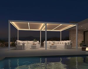 PURPLE LEAF 14' x 20' Louvered Pergola with LED