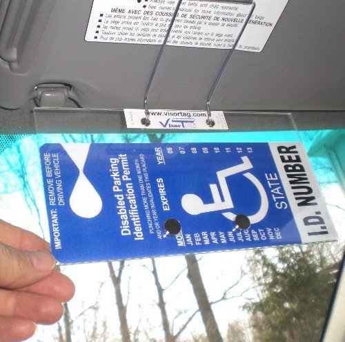 Handicap Placard Cover and Holder - Horizontal VisorTag VTDH130. Easily Display & Swing