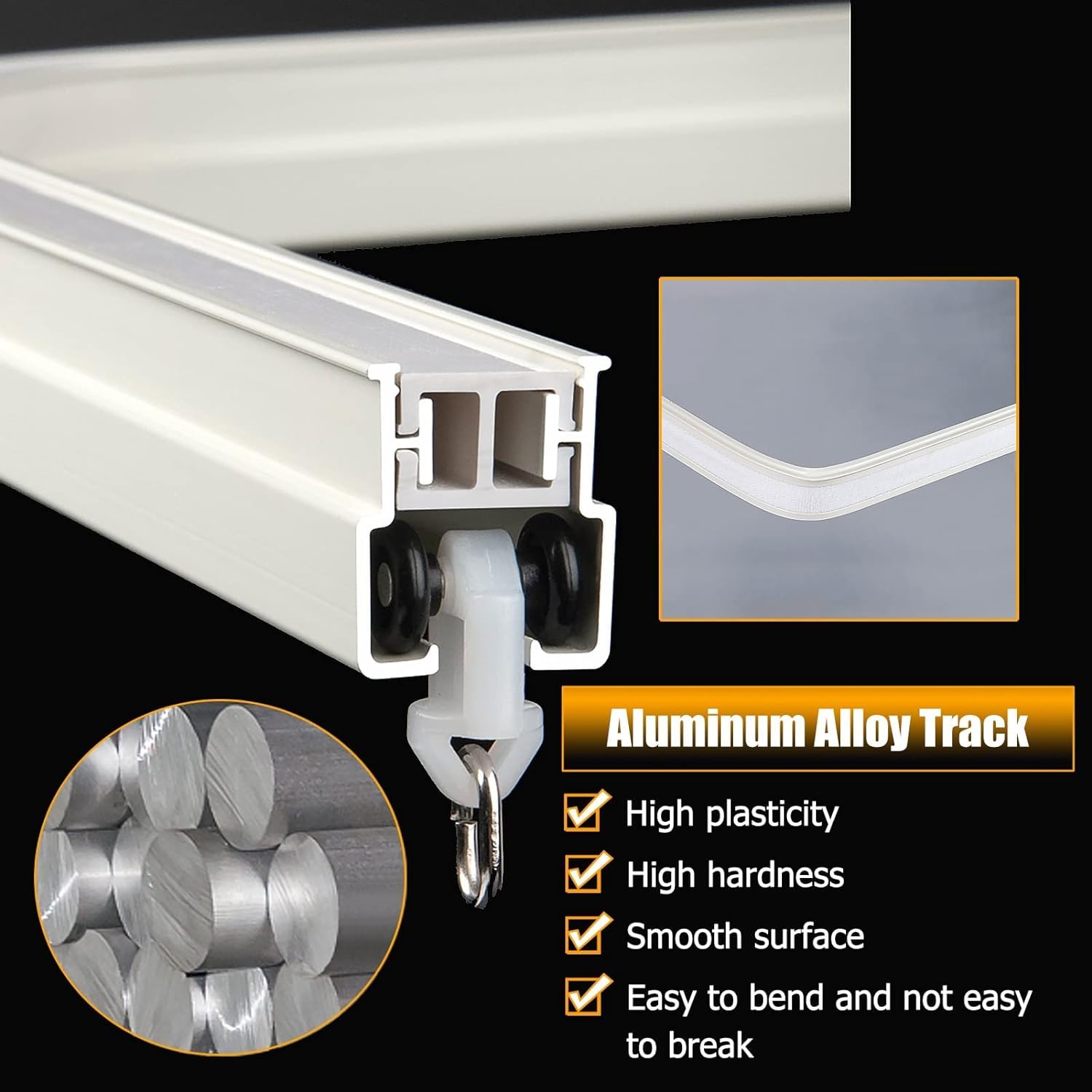 Binario flessibile da soffitto bianco regolabile da 2 m, versatile asta divisoria con guide pieghevoli, perfetto per casa, ufficio, eventi e soluzioni di gestione dello spazio