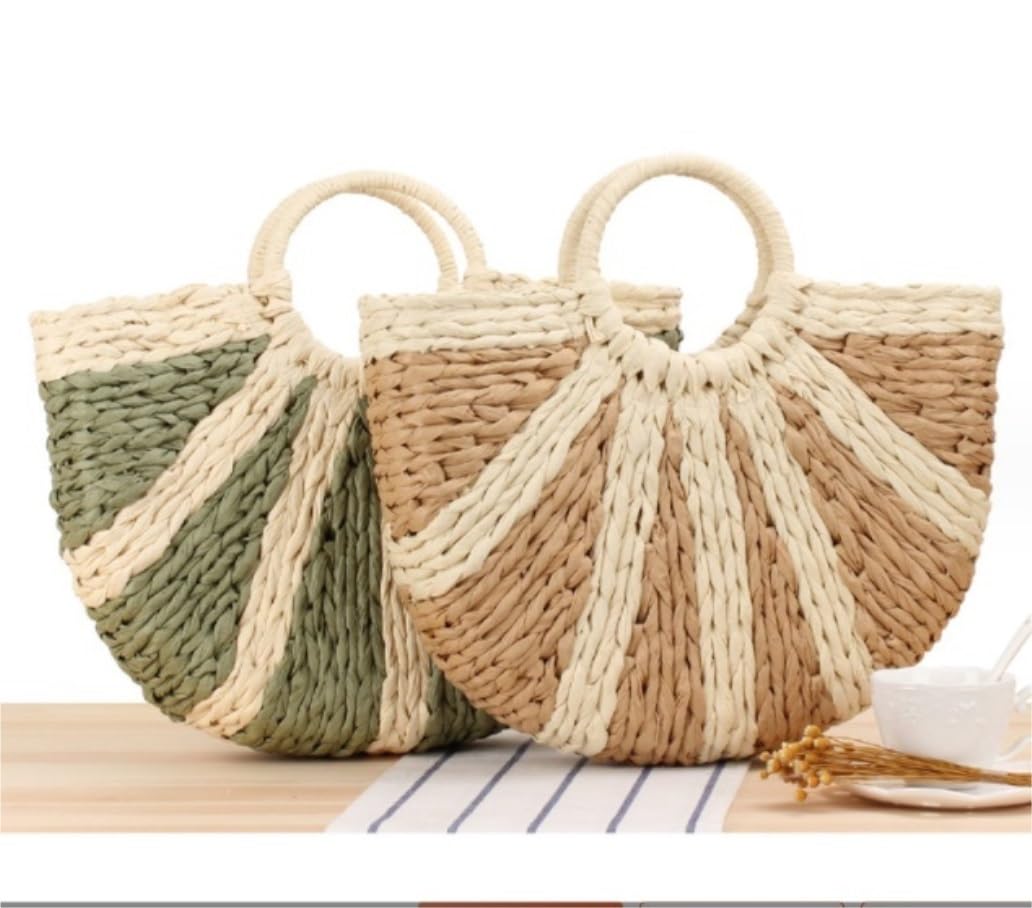 Korbtaschen Damen Große Damen-Strandtasche Aus Stroh, Hobo-Sommer-handgewebte Taschen Für Frauen Sommer Strand Geldbörse(B)