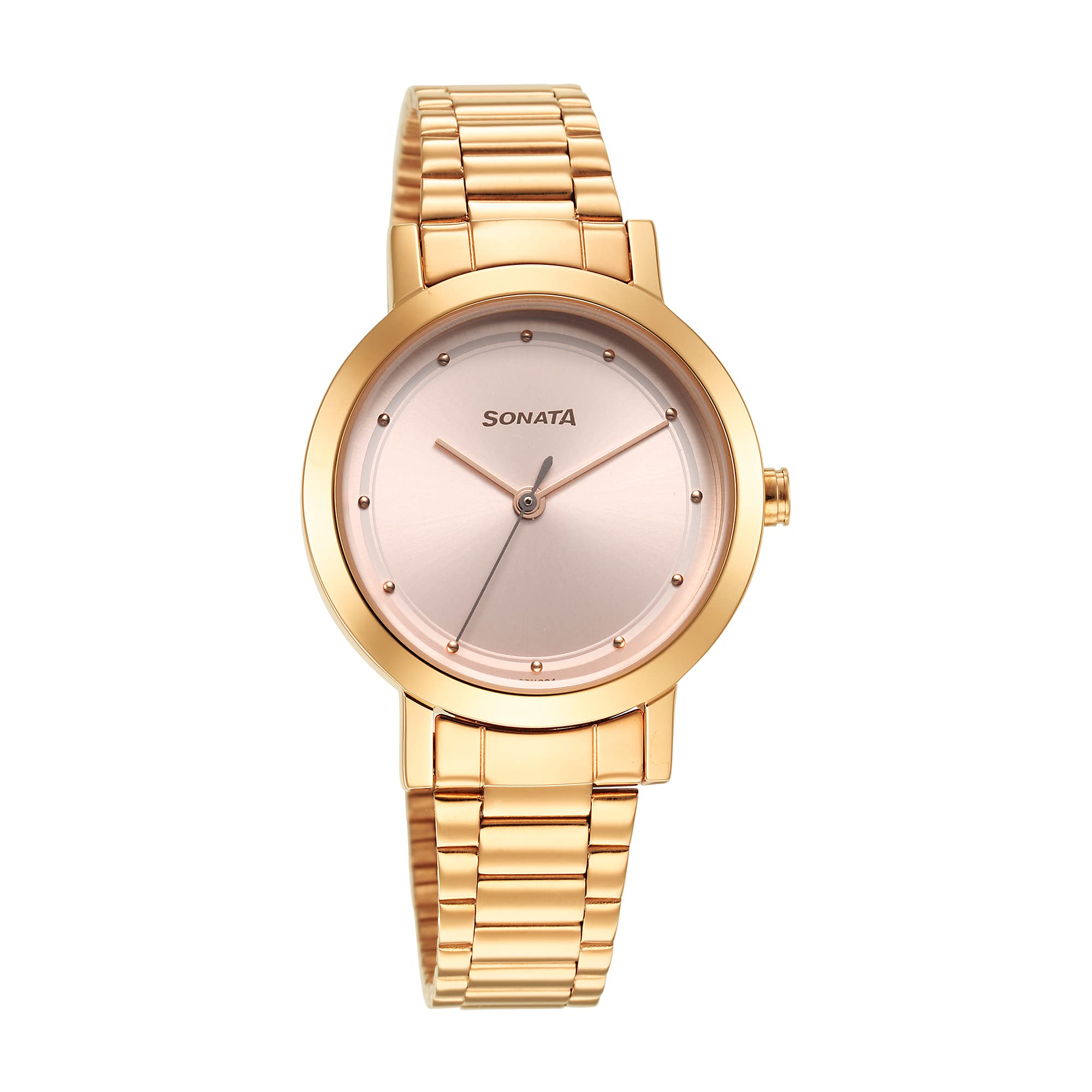 Sonata Ladies Essentials Pink Dial Stainless Steel Strap Watch for Women-NS8174WM03 (B0BLH6SJGF) Amazon Price History, Amazon Price Tracker