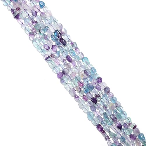 BEADIA Perlas de piedras preciosas sueltas de fluorita natural irregular para la fabricación de joyas de 0.197-0.315 in 15.0 in