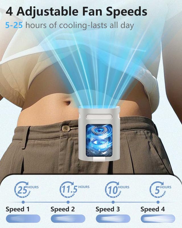 Image of Clip on Fan for Shirt Belt Hip Pants-Compact Portable Waist Fan Rechargeable Long Lasting,Wireless Personal Body Fans that Blow Cold Air,Necklace Lanyard Cool Gadgets for Work Traveling Outdoor Purple