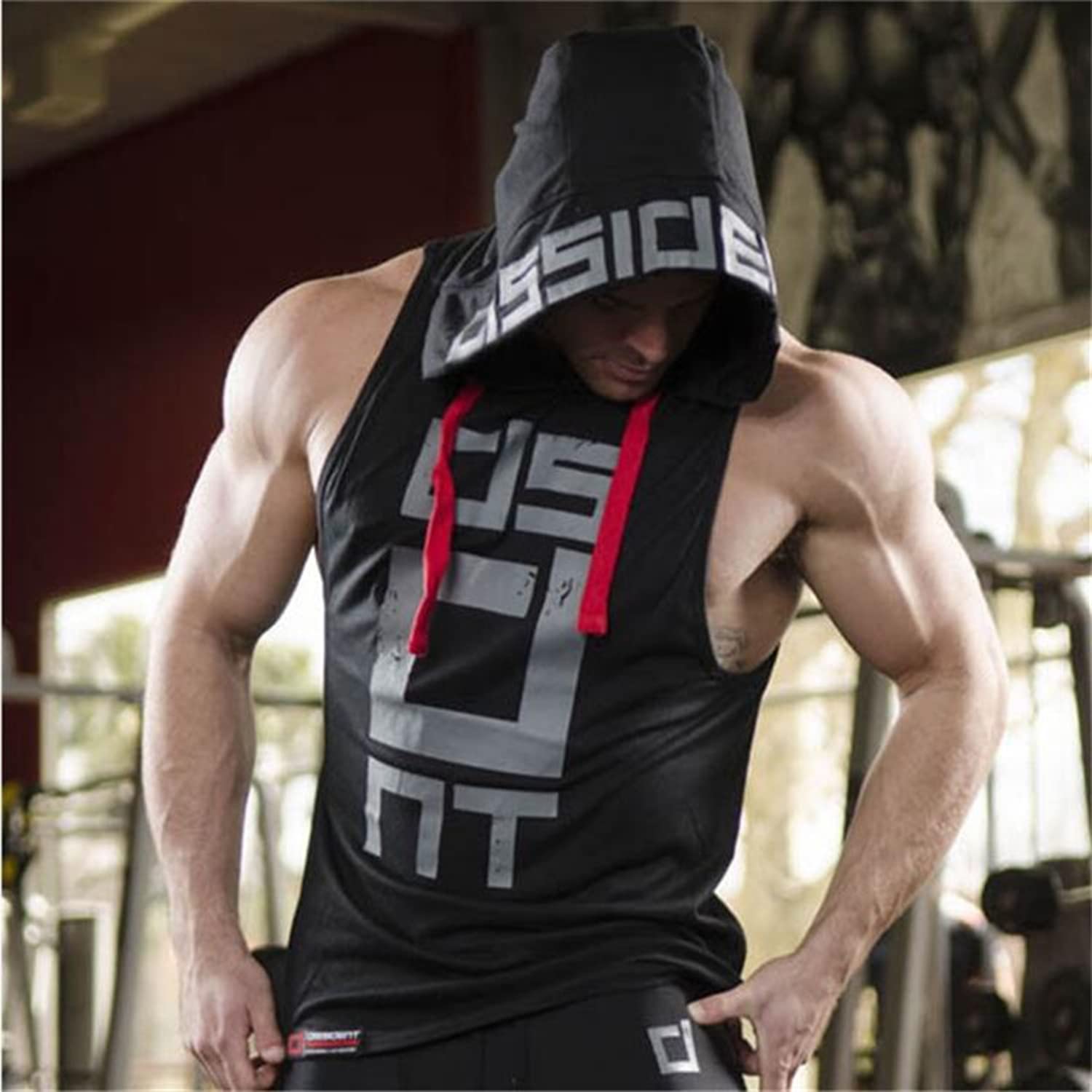 hot button Get Ready to Sweat in Style Men's Sleeveless Workout Hoodies - Perfect for Bodybuilding, Fitness, and Sports - Shop Now-picture-16