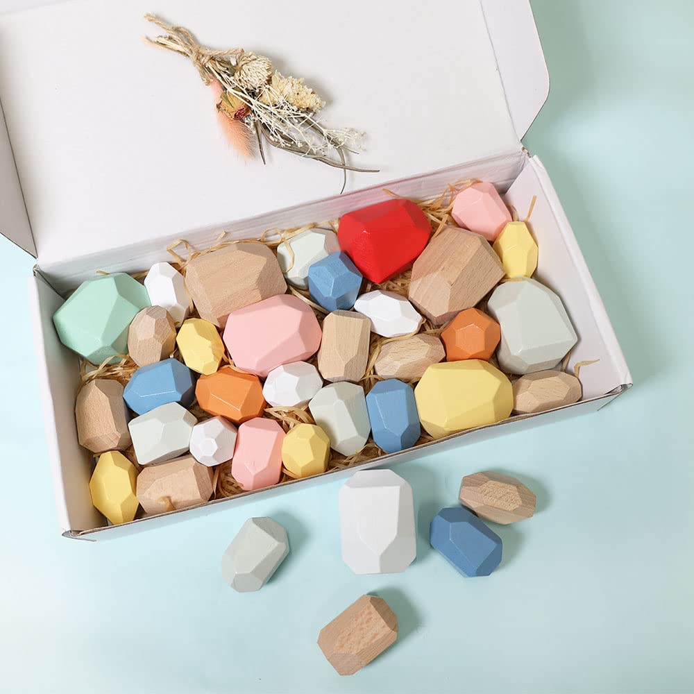 Amazon | [Rocotto/ラッピング対応] 積み木 木製 36個 石 ブロック