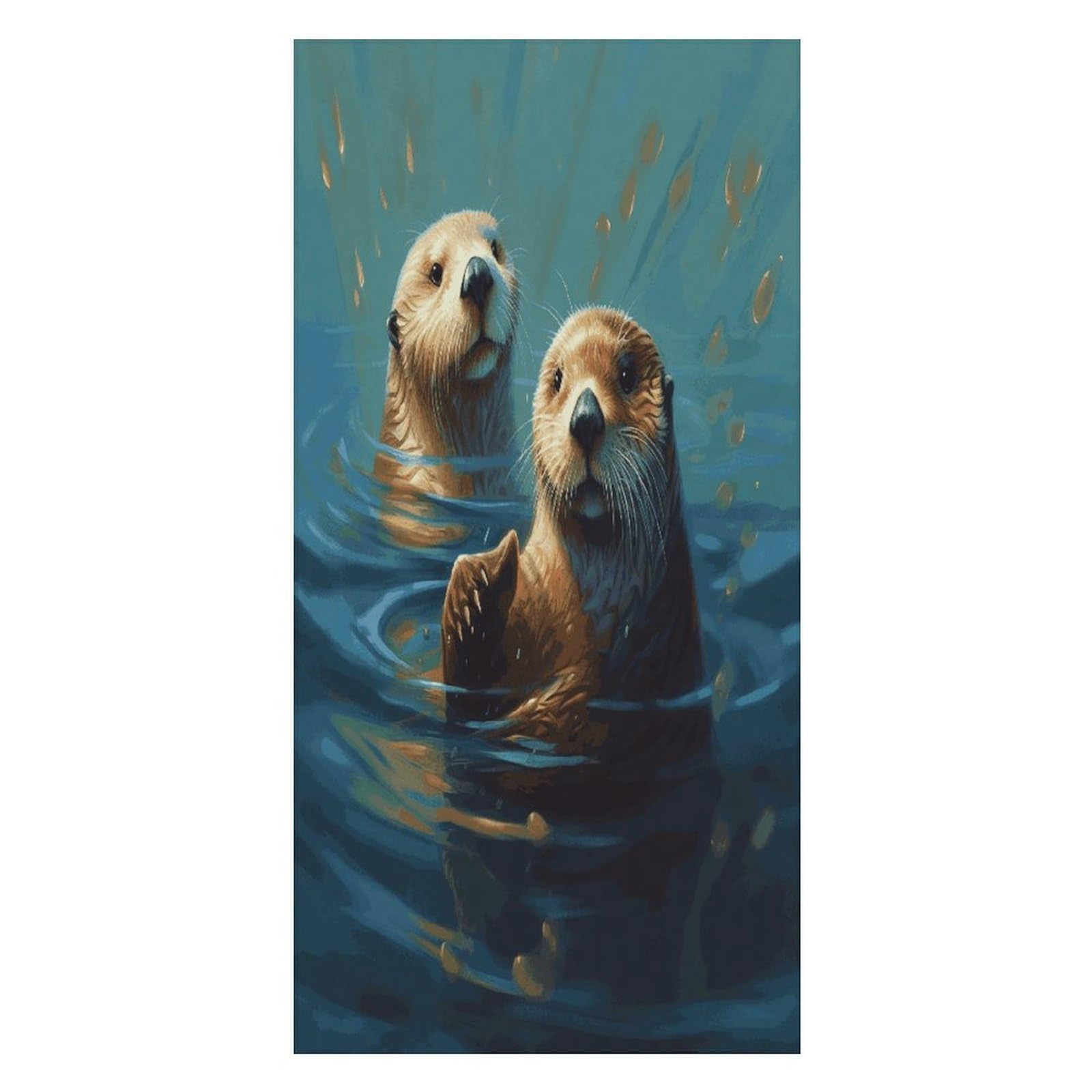 FekiLoot Sea Otters Painting Beach Towel Oversized Bath Towel Ultra Soft Pool Towel Cozy Swim Towel Silky Lounge Towel Quick Dry Travel Towel Gentle Absorbent Towel for Adults Women Men