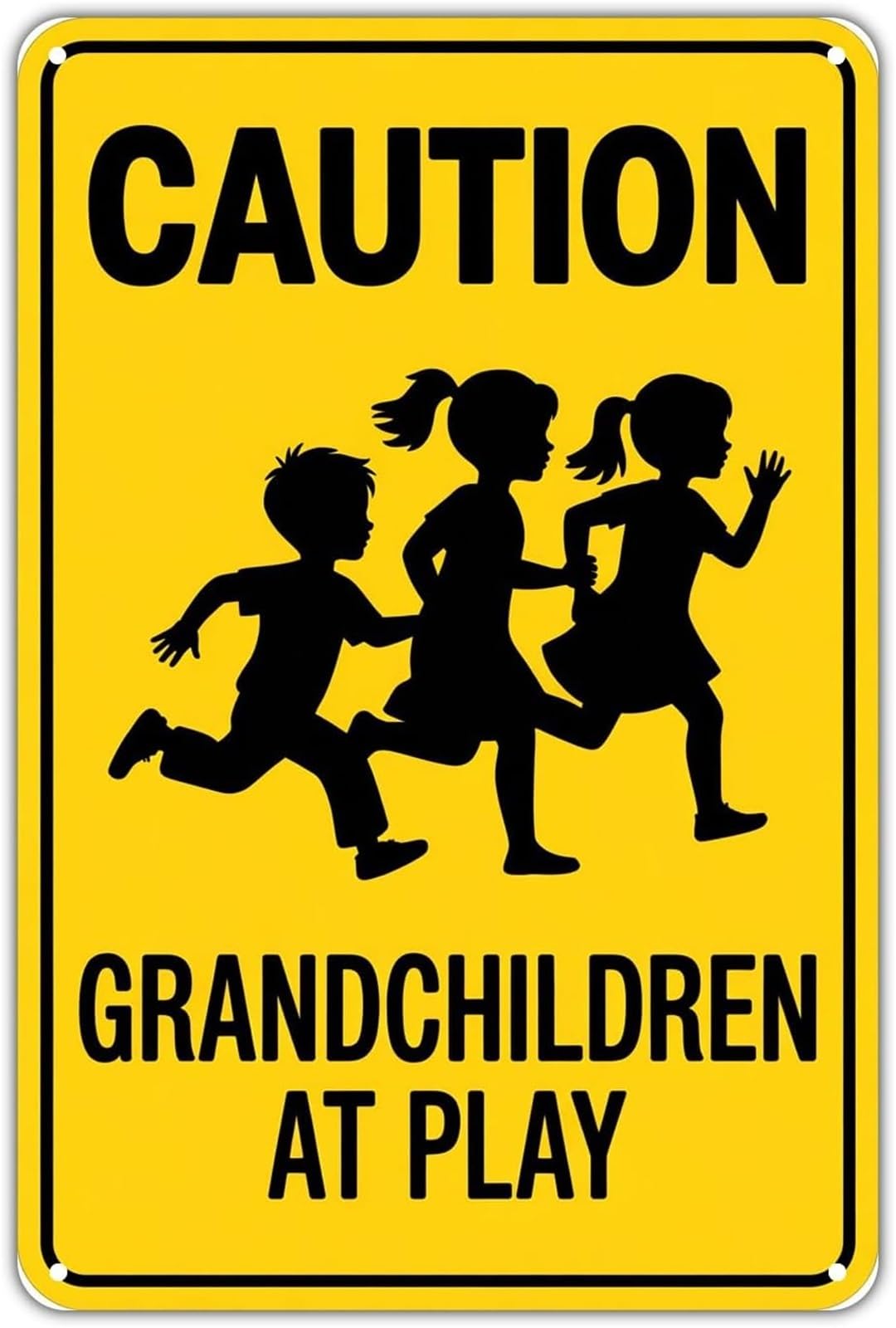 ZDVHOMCB Caution Grandchildren at Play Retro Tin Sign Family Humor for Garden Driveway Front Lawn 8 X 12 in