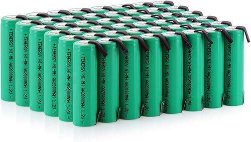 Tenergy Batería recargable NiMH de 1.2 V AA 2000 mAh con pestañas para afeitadoras, recortadoras, maquinillas de afeitar y más, paquete de 48