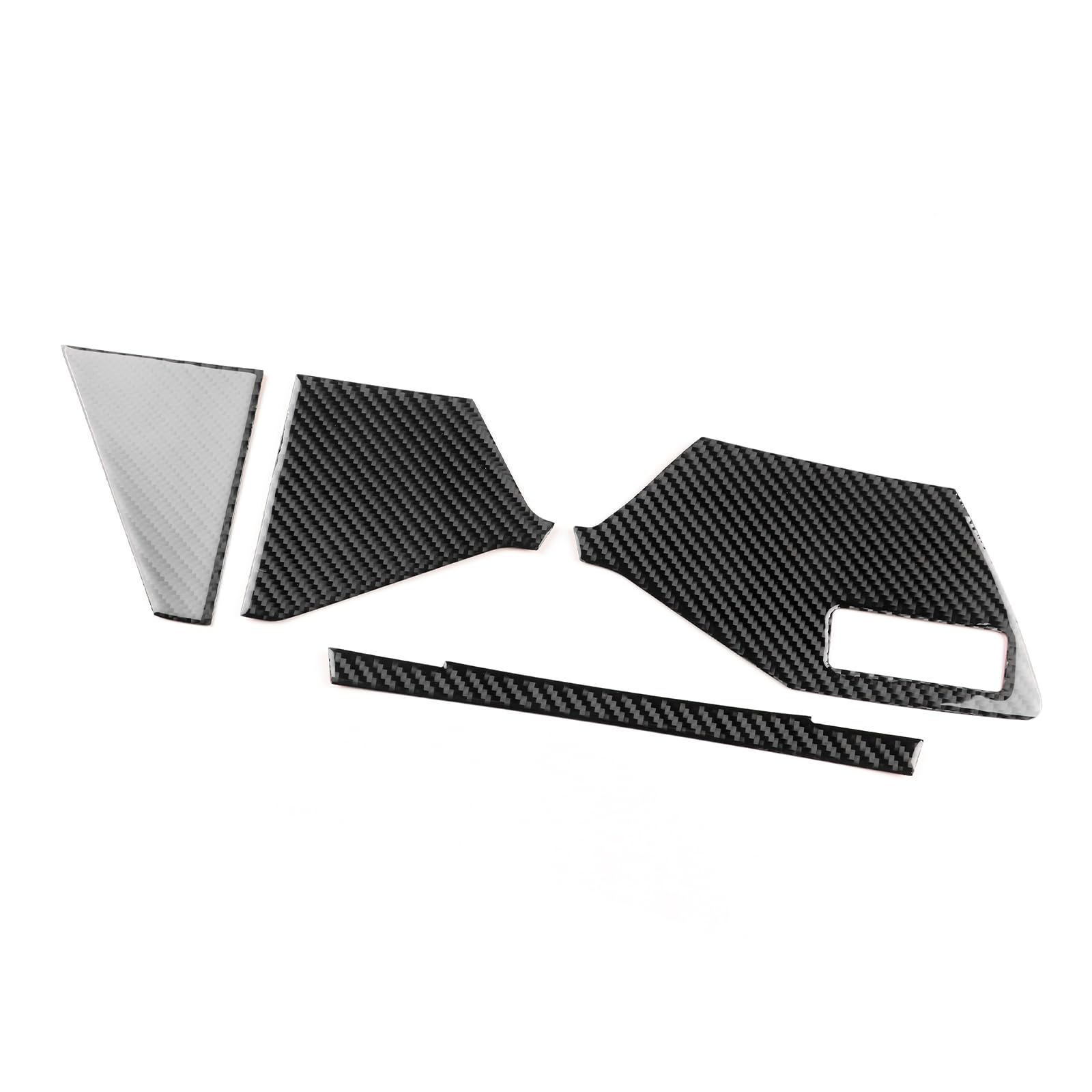 KUNGKIC Para Audi A3 S3 8Y 2020 2021 2022 2023 2024 2025 Fibra de Carbono Coche Consola Central Dash Pegatinas Decorativas Interior Accesorios 4 Unidades (Negro)