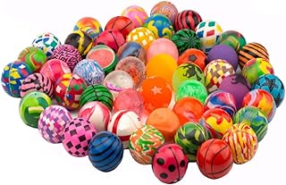 OBTANIM 50 Pieces Colorful Bouncy Balls Bulk Mixed Pattern High Bouncing Balls for Kids Party Favors, Prizes, Birthdays Gift (27 mm)