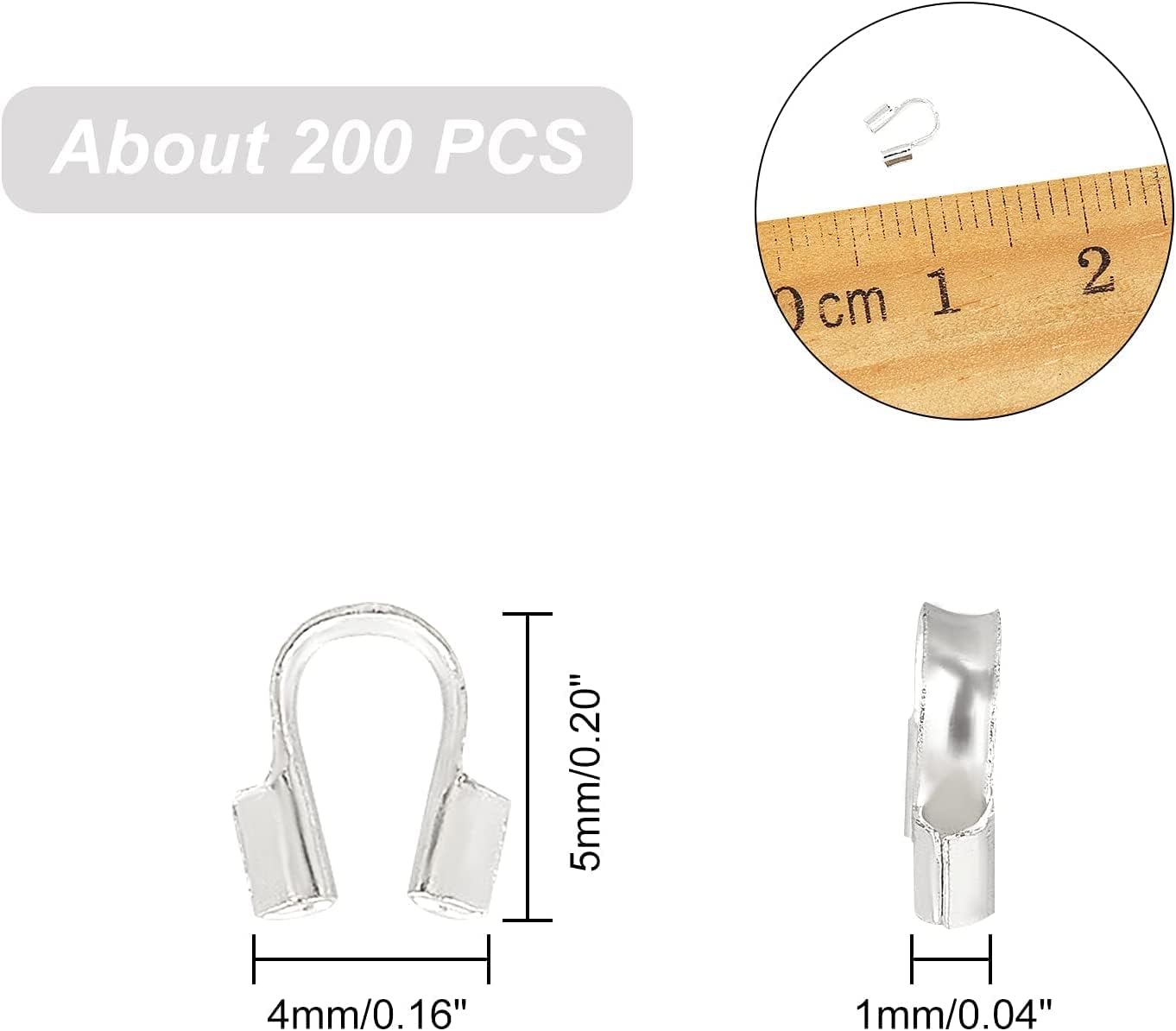 PH PandaHall 200pcs Wire Guardian and Protectors Silver Color Brass 0.5mm Hole Thread Protector U Shape Loop Guardian for Necklaces Bracelets Beading Jewelry Craft - Image 2