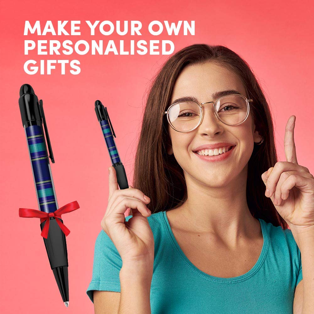 Destination Vinyl Ltd 4 x Matching Ballpoint Pens - Blue Teal Tartan Scottish Print #16029, Multicolor - Image 4