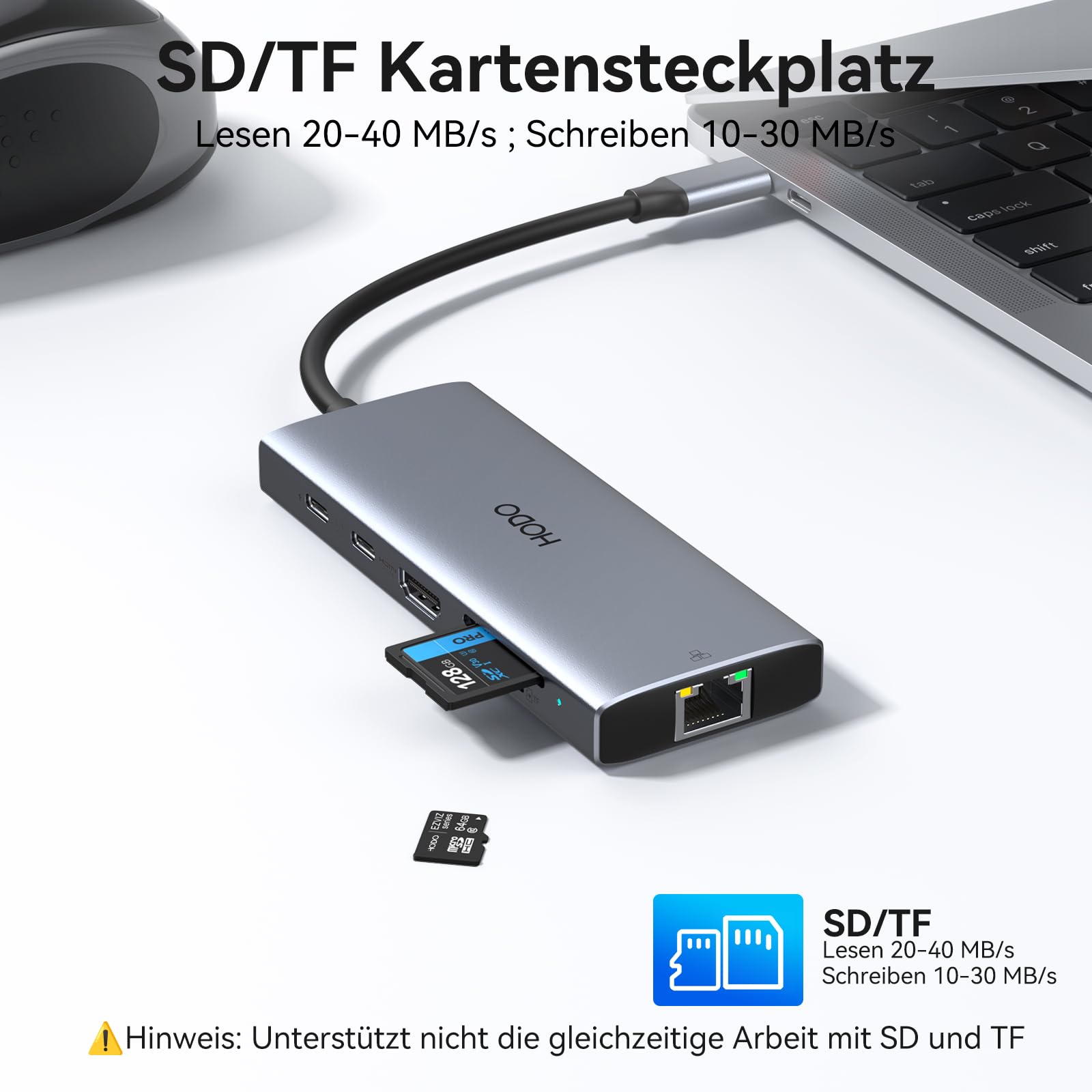 HODO Hub USB C Ethernet per MacBook Air, adattatore Mac Book accessorio 10 in 1