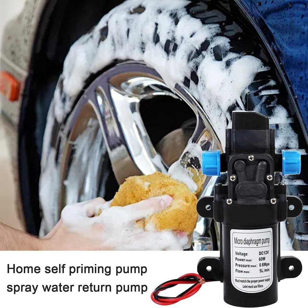 Bombas de agua, Bomba de agua, bomba de agua de diafragma micro eléctrica DC 12V 60W interruptor automático 5L/min bomba de pulverización de lavado de coche de alta presión accesorios de bomba bombas