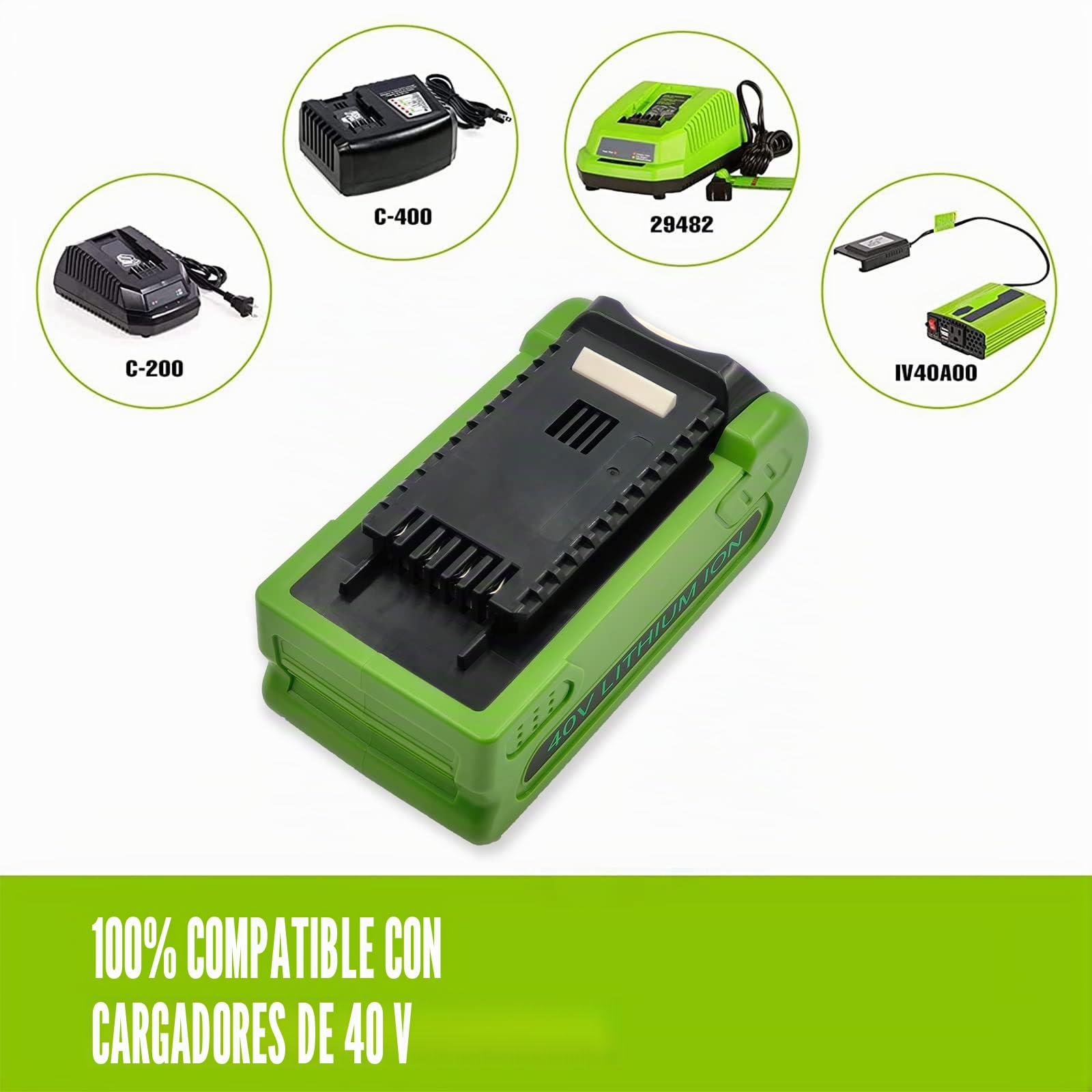 Batería de repuesto G40B2 de 40 V 2.0 Ah para batería GreenWorks de 40 V | GreenWorks G-MAX 29472 29462 29252 20202 22262 25312 25322 20642 22272 27062 21242 (no para Gen 1)