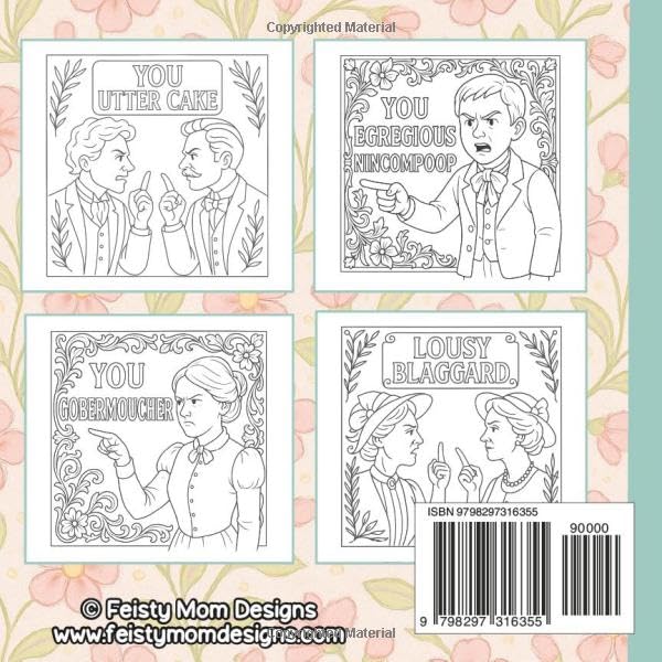 Victorian Insults For The Properly Improper - Mini Coloring Book - 75 Bold & Fun Designs - 6"x6": A Witty Victorian Adult Coloring Book of Historical ... Lovers of History, Humor, and Vintage Charm image 3