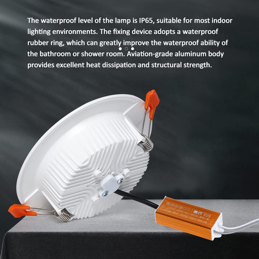 Juego De 6 Focos Empotrables De Techo De 6 W A 30 W, Ip65, Resistentes Al Agua, para Baño, Entrada, Pared Y Pasillo.-12w-3000k