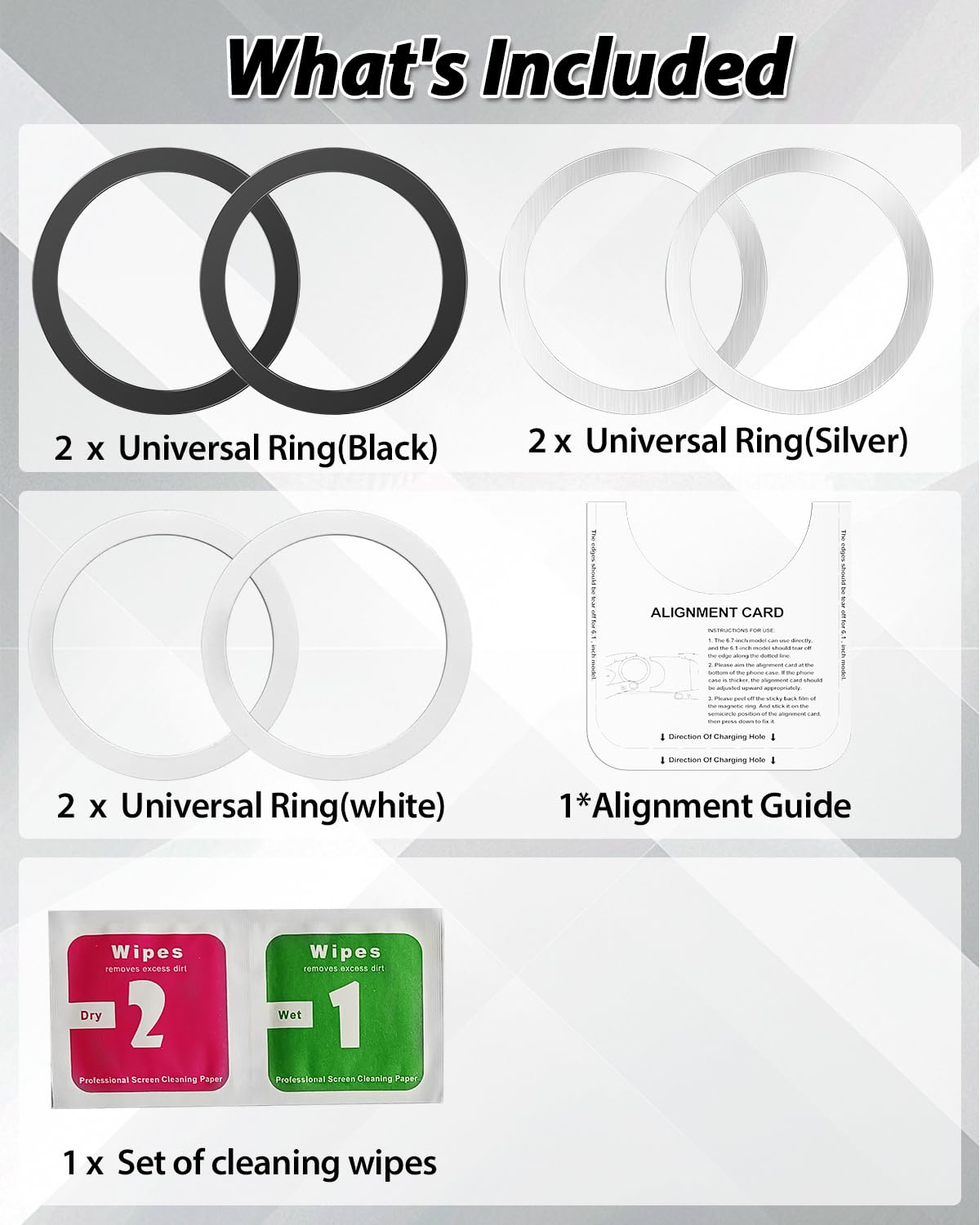 KALAPOP 6 anillos de metal, ultrafinos (0.4 mm) para adhesivo MagSafe, adaptador magnético, fundas de teléfono y cargador inalámbrico, compatible con iPhone 16/15/14/13/12, Galaxy S24/S23/S22/Kindle,