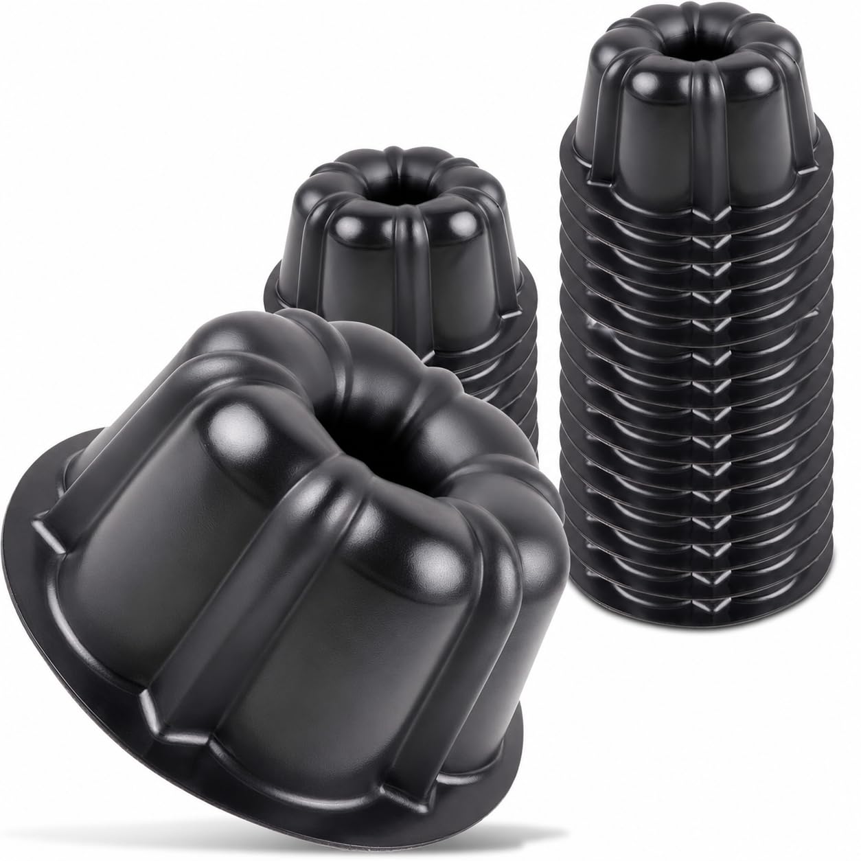 O'Creme Mini moldes de plástico para hornear flan – Molde para hornear con silicona antiadherente – Moldes reutilizables antiadherentes para hornear y mucho más – Paquete de 25 unidades