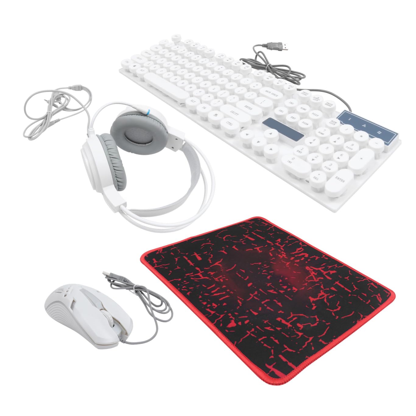 Tastiera Ergonomica Retroilluminata Combo Mouse Gaming Tappetino Mouse e Cuffie Accessori per Computer Utilizzo Domestico e Ufficio