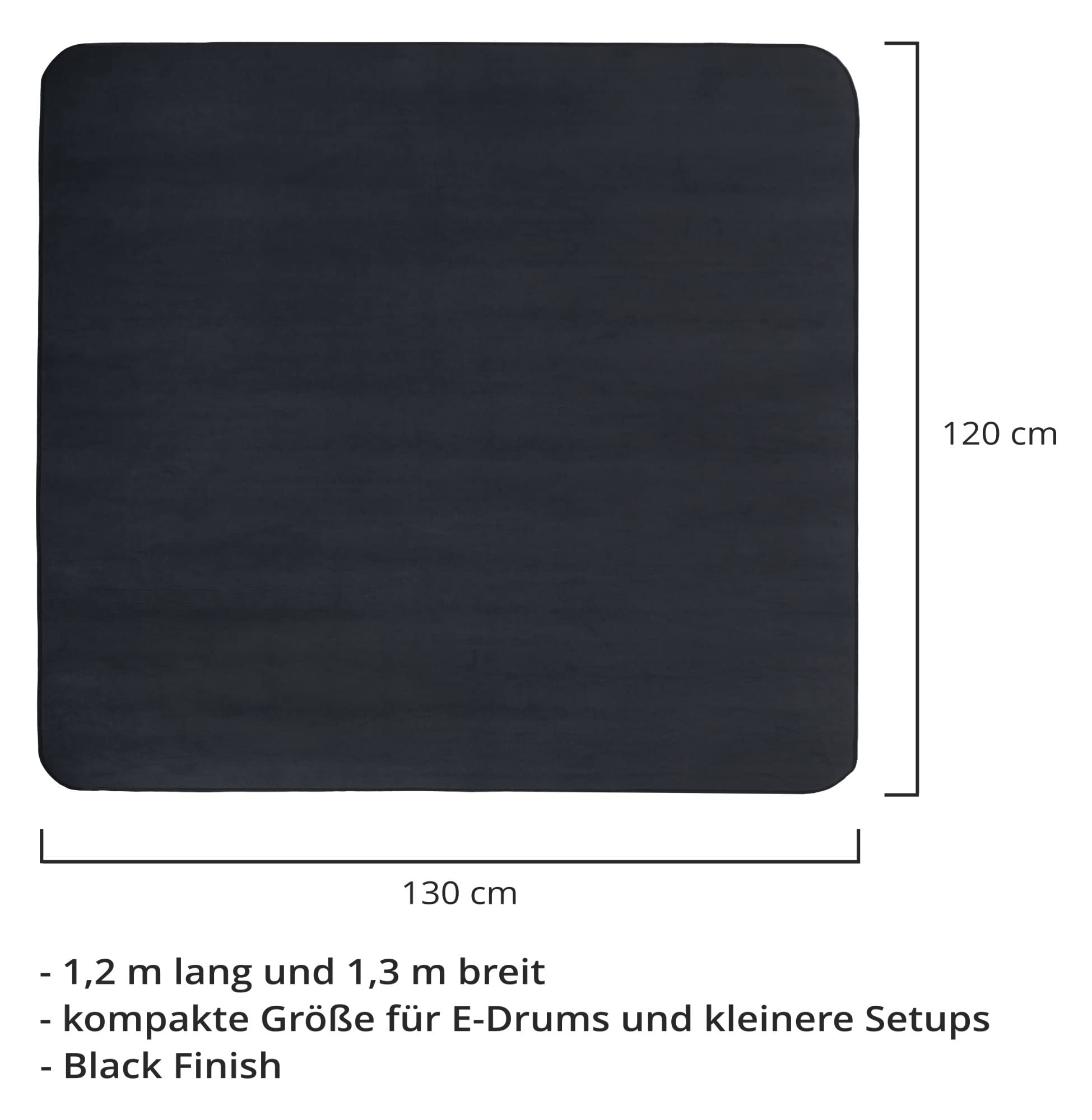 Stagecaptain DTE-1213 BK Drum Teppich Schwarz - Kompakter Schlagzeugteppich - 120 x 130 cm - Dicht gewebte Oberfläche - rutschfeste Unterseite - Mit Klettband - Transporttasche - Schwarz