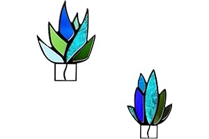 Stained Glass Agave Duo: Enchanting Home Decor and Plant-Lover Gifts