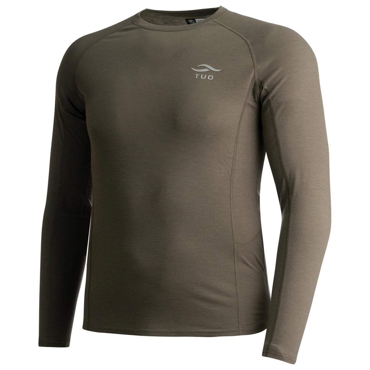 TUO Kinetic Merino 150 - Camiseta de Manga Larga con Cuello Redondo, Duradera, Absorbe la Humedad y Resistente al Olor, Deadfall, Large