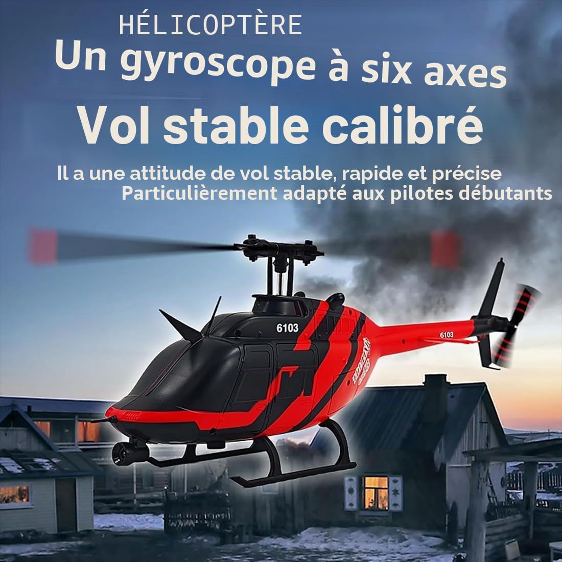 RC ERA C138 Bell 206 Hélicoptère RC pour adultes, échelle 1/33, 6 canaux, gyroscope 6 axes, rotor simple, sans ailon, avec positionnement du flux optique et maintien de l'altitude – RTF/4