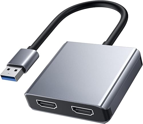 ABLEWE Adaptador USB a HDMI dual, adaptador USB a HDMI para PC portátil proyector HDTV, compatible con Mac OS, Windows 108.187, Chrome OS (no
