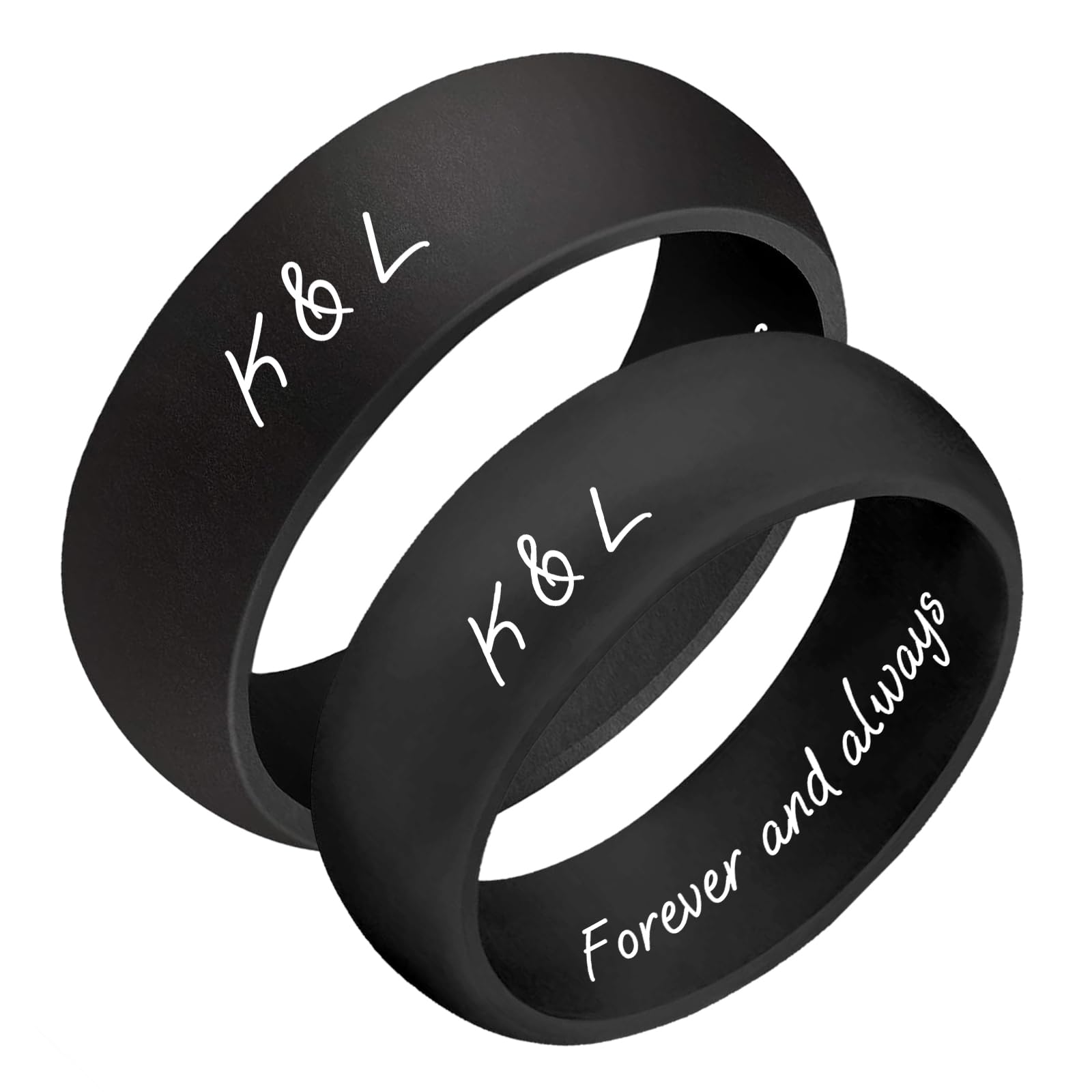 Ckchilie Personalized Silicone Wedding Bands for Couples 8MM Breathable Rubber Rings for Women Men Custom Promise Ring for Couple Engrave Silicone