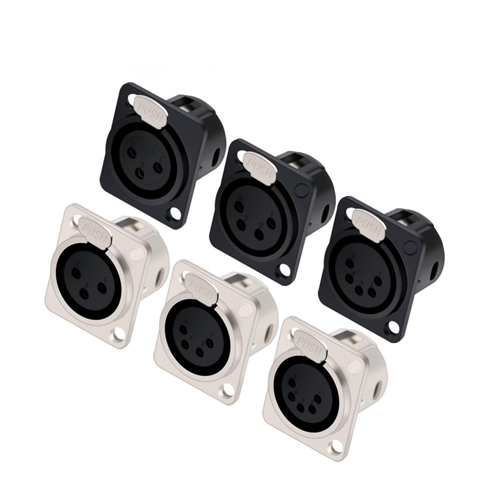5 sztuk/partia 3/4/5 pinów XLR żeńskie gniazdo do montażu na panelu XLR gniazdo podwozie mikrofon kabel mikrofonowy zacisk złącze przewodu czarny/srebrny (C1034)