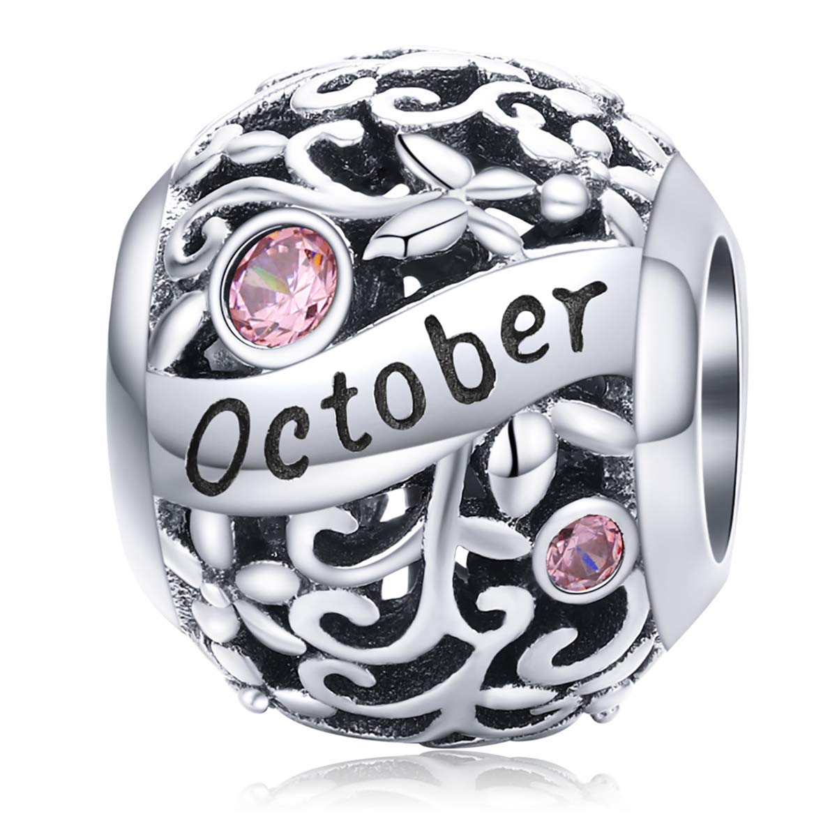 Lorrifal Ciondoli Originali in Argento Sterling 925 con Zirconia Cubica Pietra di Nascita Charm Portafortuna Adatti per bBraccialetti Pandora, Collane e Gioielli Perfetti per Compleanno