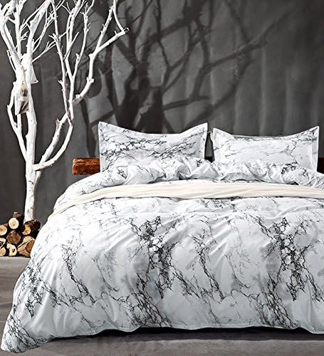 NANKO Queen Duvet Cover Set Navy Blue Purple Striped Dot Art 3pc 90x90 Luxury Microfiber Quilt Bedding Cover with Zipper Closure, Ties - Modern Style for Men and Women