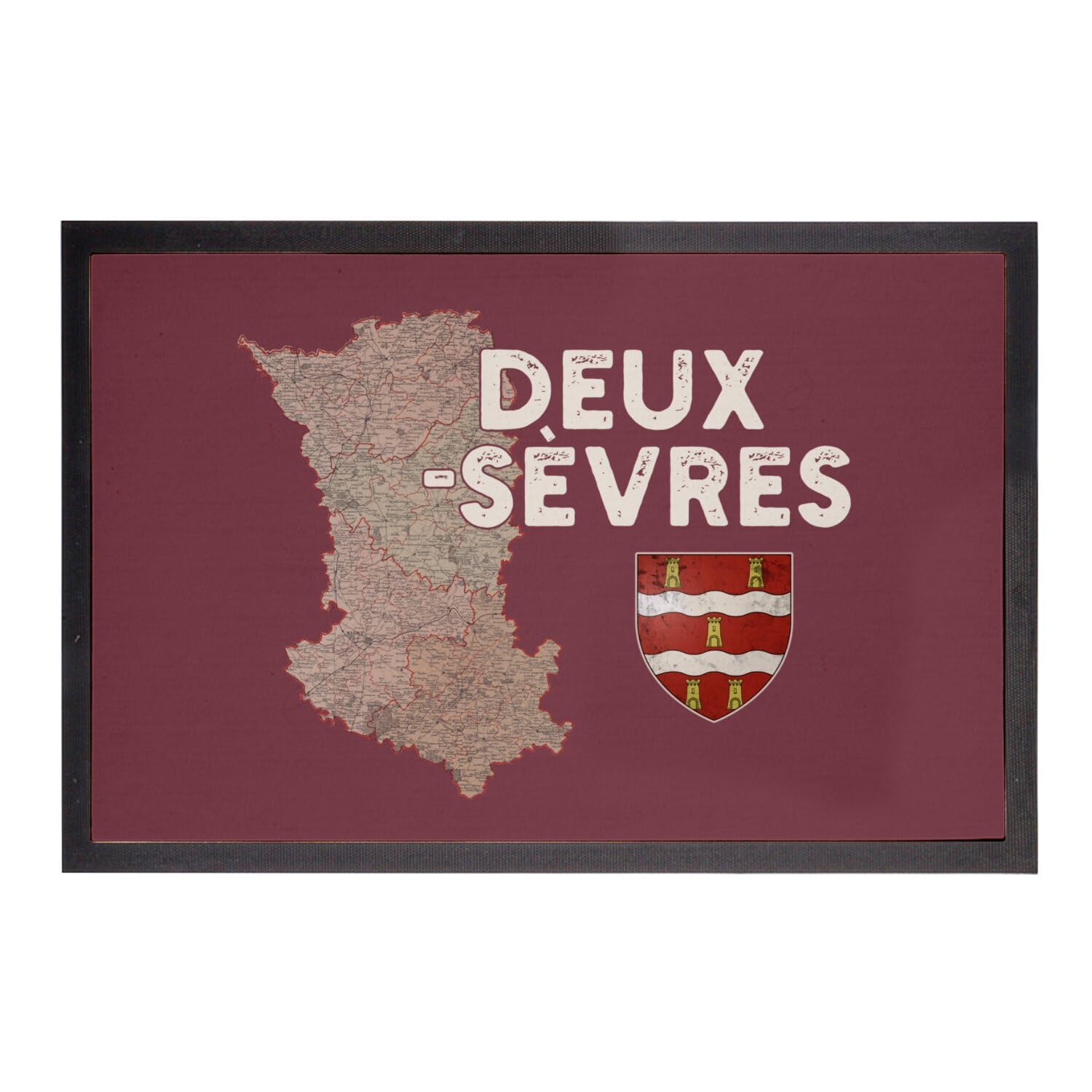Paillasson Rouge Deux-Sèvres 79 Tapis Carte Ancienne Niort 75x50cm