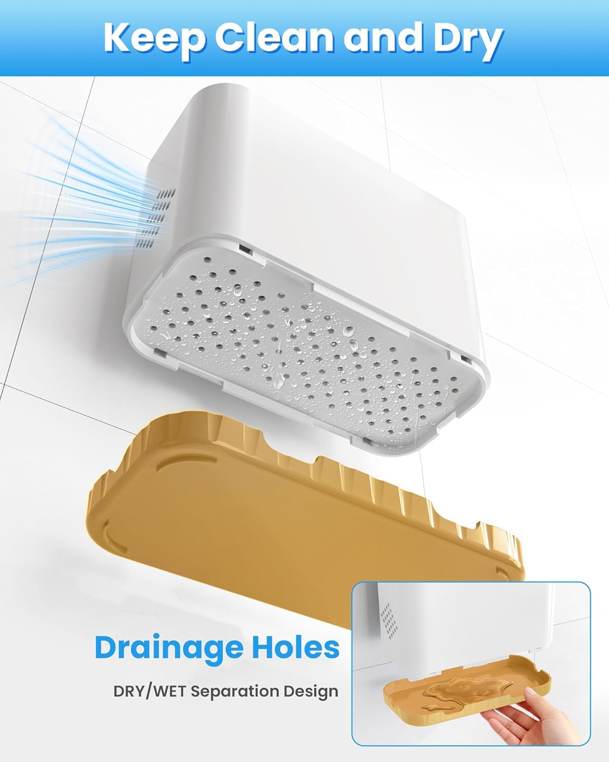 5 Slots Detachable Toothbrush Holder Set - for Bathroom Countertop, White and Gold - Image 3