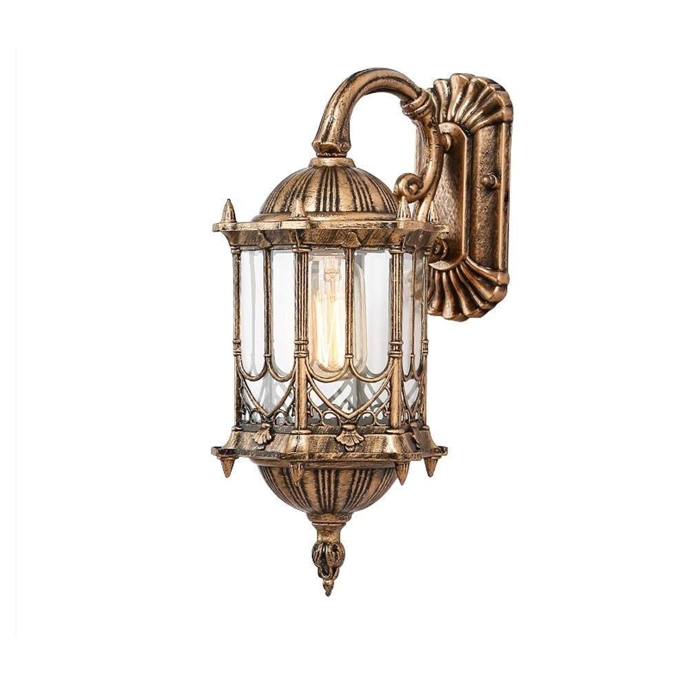 HYJAUSXB European Outdoor Waterproof Wall Sconce Lamp Antique Balcony Style Aisle Patio Glass Light Lantern Garden Outside Spotlights with E27 Traditional Classical Upside Down Lighting Fixture