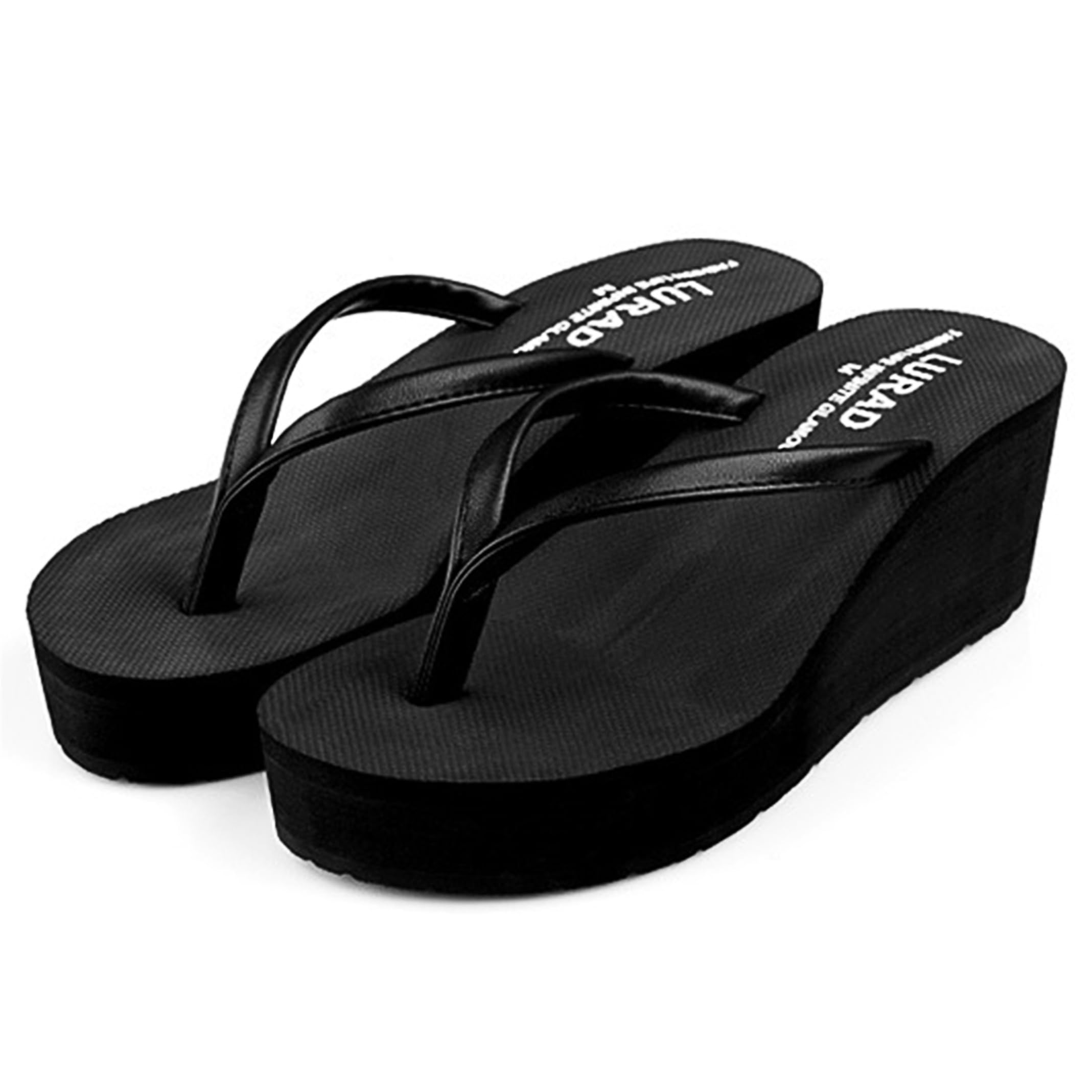 New front Chanclas de Cuña para Mujer Chanclas Altas Negras Chanclas Mujer Elegantes Chanclas Mujer Playa Moda Tacón Inclinado Caucho Confort Verano Arena Playa Vacaciones Piscinas