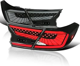 SPEC-D TUNING Black Smoke LED Sequential Tail Lights w/White Light Strips and Startup Animation Compatible with 2018-2022 Honda Accord 4Dr Sedan, Left + Right Pair Assembly