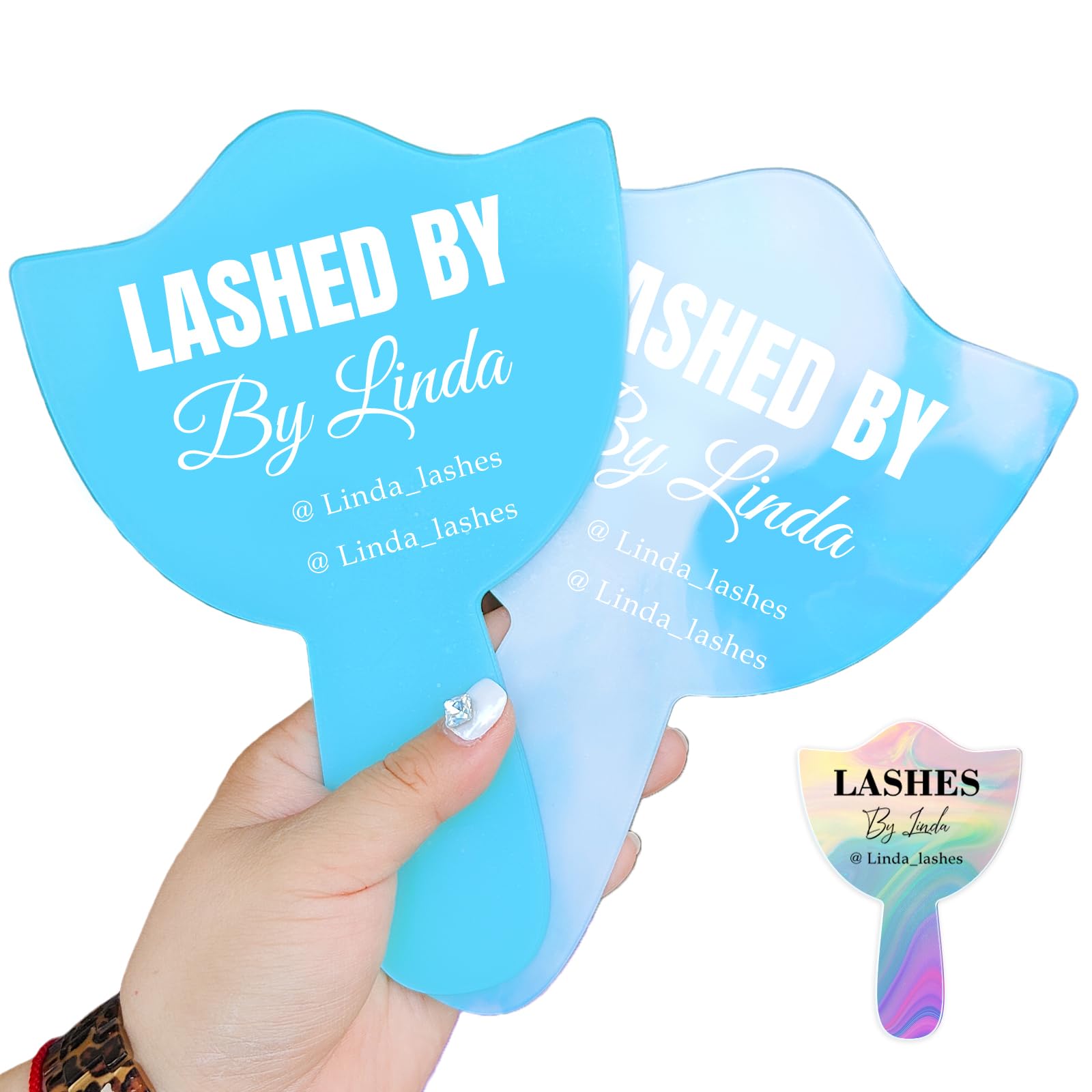 Colifolu Custom Eyelash Photo Prop Personalised Handheld Lash Mirror for Social Media Prop Acrylic Lash Room Decor Aesthetic Custom Esthetician Gifts