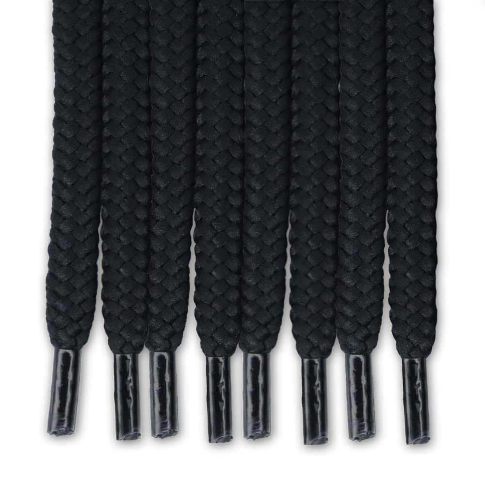 EXTEMPORE Drawstring Cord Replacement Round 6 mm x 136 cm/54 Inch/4 Pcs, Sewing Threaders for Cloth, Sweatpants, Hoodie, Shoelace, Shoe Sneaker, Tote, Bag[Black]