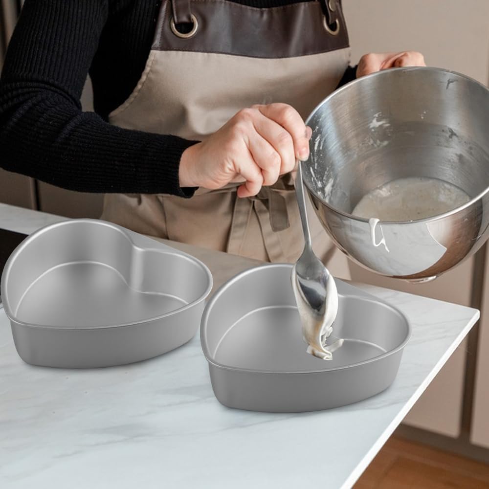 2 Pack Heart Shaped Cake Pans, 8 Inch Aluminum Heart Cake Pan, Nonstick Cake Baking Tins, Heat-Resistant Baking Mold for Wedding, Birthday, Party, Valentine's Day - Image 6