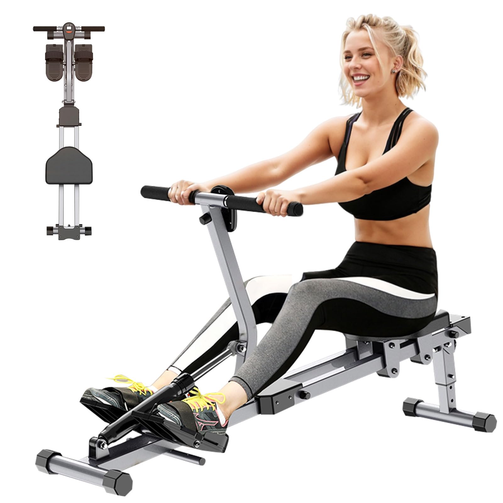 Home Folding Rowing Machine Hydraulic Rowing Machine Dual Tracks