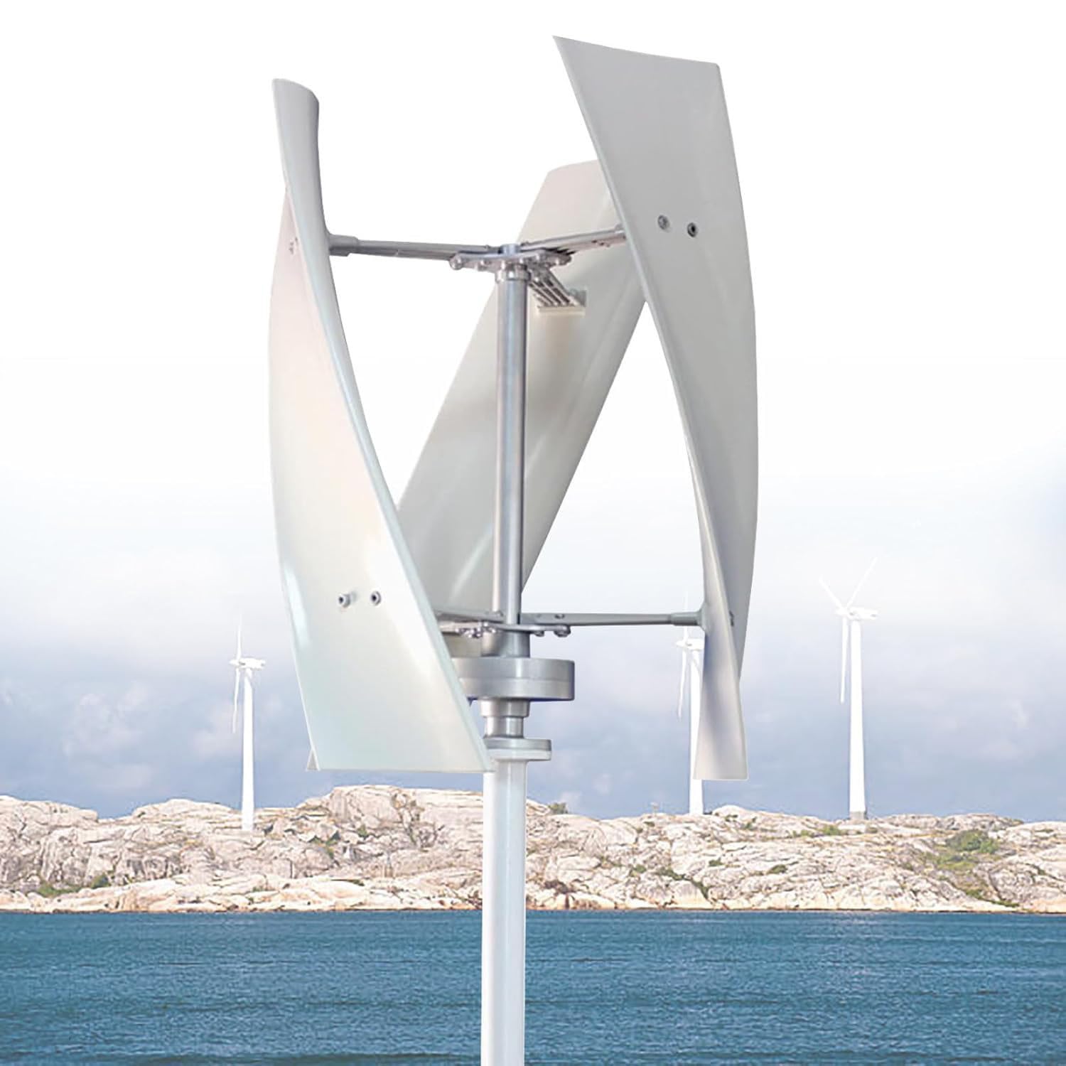 Kit generatore Eolico Verticale da 6000 W - 3 Pale, Sistema di energia rinnovabile Silenzioso per casa, Camper e Nautica - Soluzione di Alimentazione efficiente a 48 V per Una Vita sostenibi