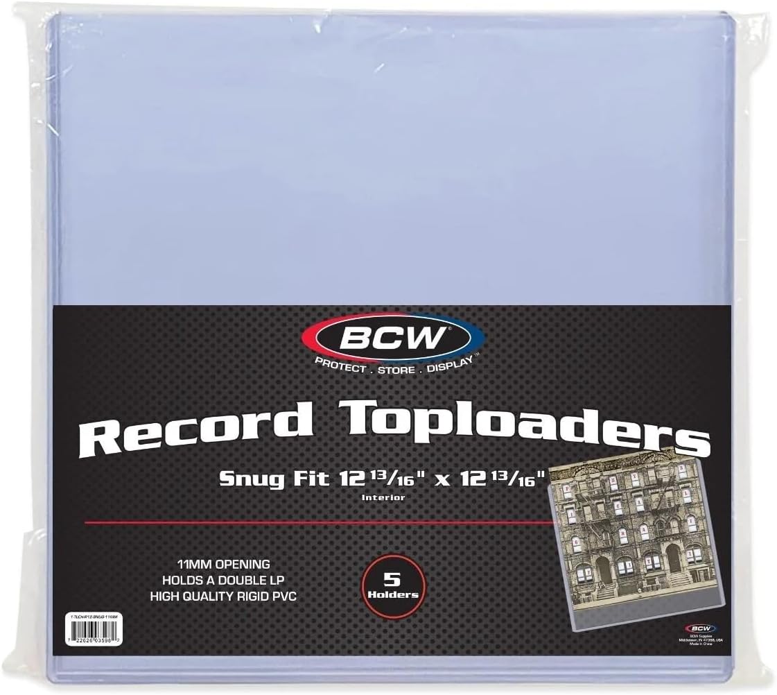 BCW 5 Pack Vinyl Album Topload Holders - Snug Fit, Protective Storage Case, 11MM Slot Depth, Rigid Plastic Holders