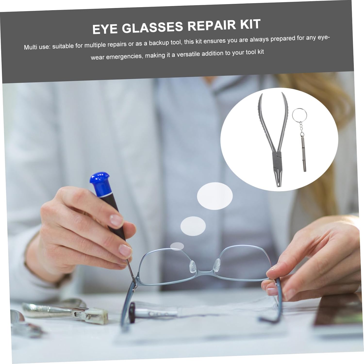 Veemoon 2Pcs Eyeglass Repair Tool Kit with Durable Stainless Steel Pliers for Multifunctional Nose Pad and Screwdriver Accessories for Efficient Eyewear Repairs