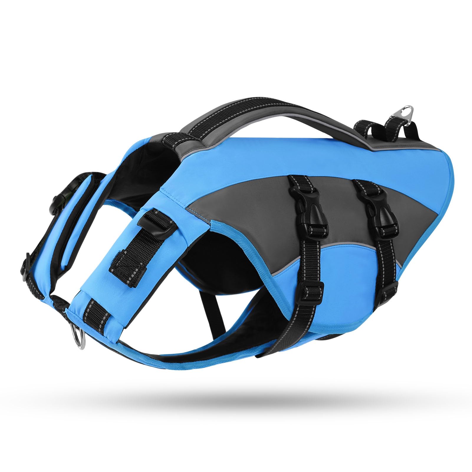 CITÉTOILE Hunde Schwimmweste mit Griff und Reflektierend, Einstellbare Rettungsweste für Kleine Mittel Große Hunde, Langlebigem für Wassersport Schwimmen und Bootfahren, Blau, L