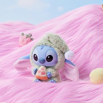 MINISO Disney Stitch Eat Something Before Sleep Collection Vinyl Plush Toy Surprise Box Figure Model Random Design Blind Box Toy Collectible Toy for Home Decor Birthday Gifts (Random One Figure)