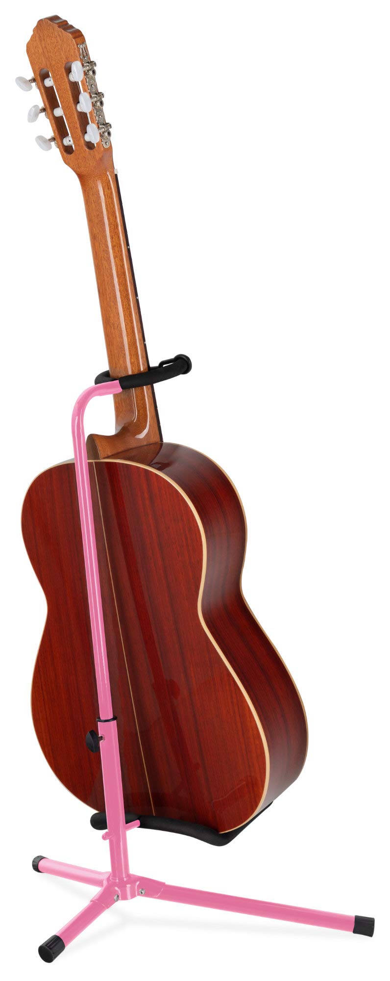 5x Classic Cantabile Gitarrenständer - Universal Gitarrenständer für Konzertgitarre, Westerngitarre, E-Gitarre, E-Bass - Gepolsterte Auflage - Klappbarer Gitarrenständer - Pink